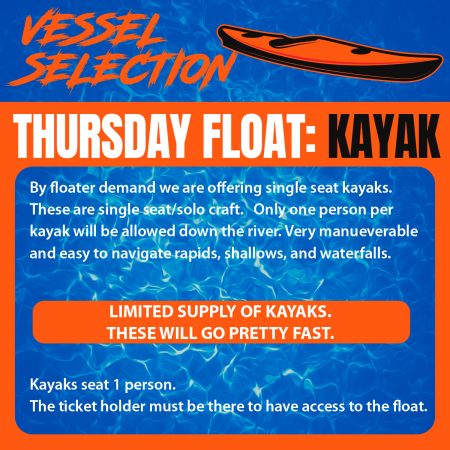 Thursday Float Kayak 2026